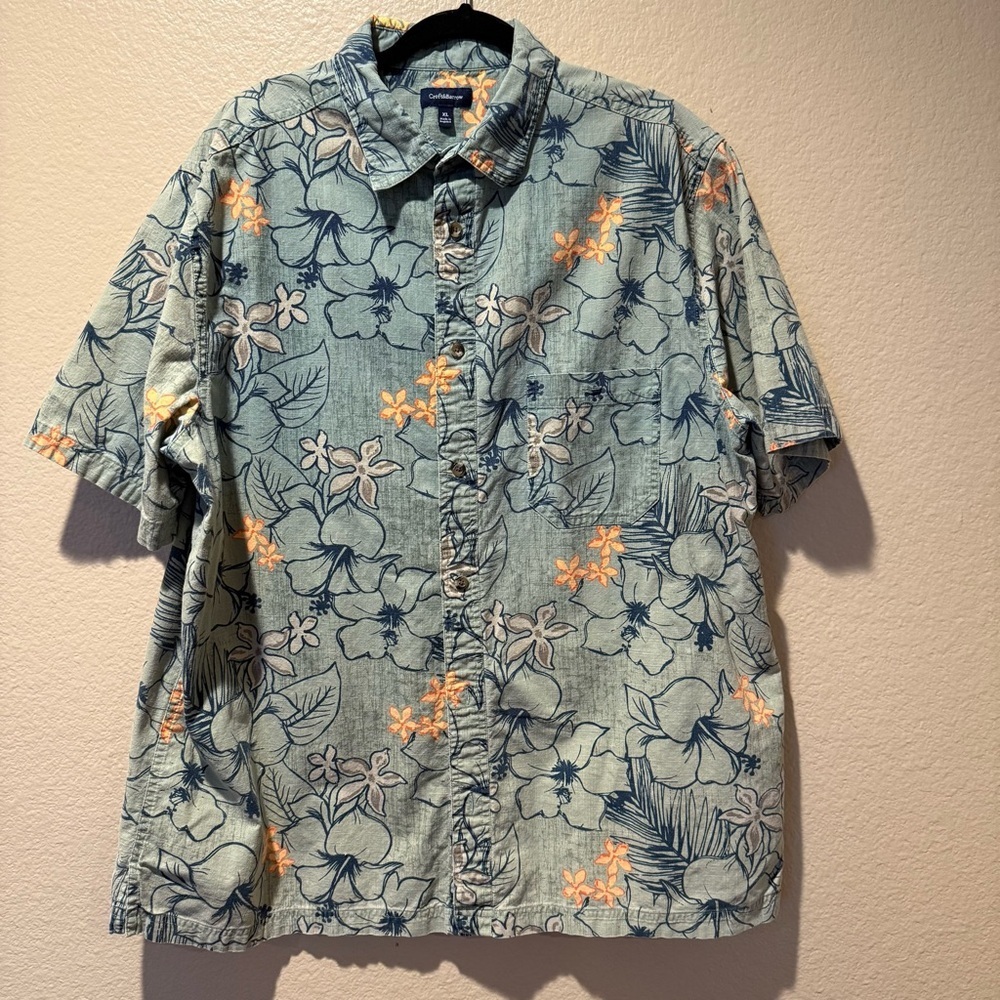 Croft & Barrow Green and Orange Casual Button Down Shirt XL